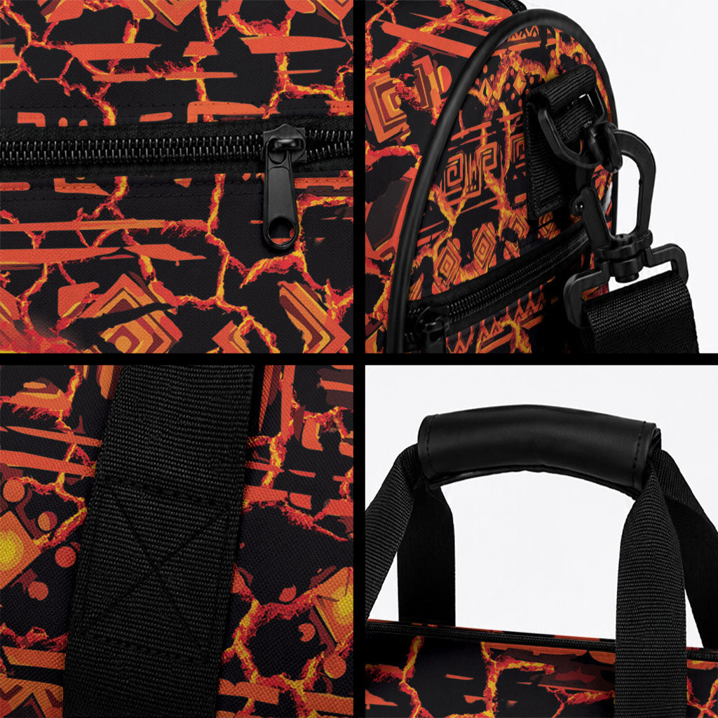 Polynesia Lava Monster Cosplay Duffle Bag Fiery Glowing Volcano Crack Pattern