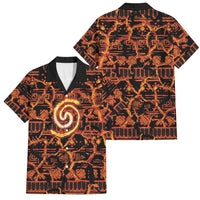 Polynesia Lava Monster Cosplay Family Matching Mermaid Dress and Hawaiian Shirt Fiery Glowing Volcano Crack Pattern