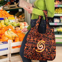 Polynesia Lava Monster Cosplay Grocery Bag Fiery Glowing Volcano Crack Pattern