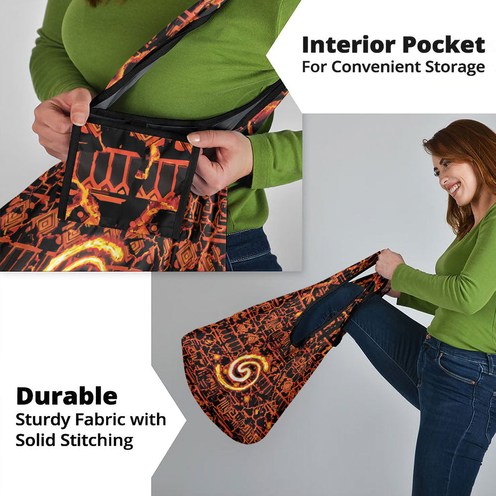 Polynesia Lava Monster Cosplay Grocery Bag Fiery Glowing Volcano Crack Pattern