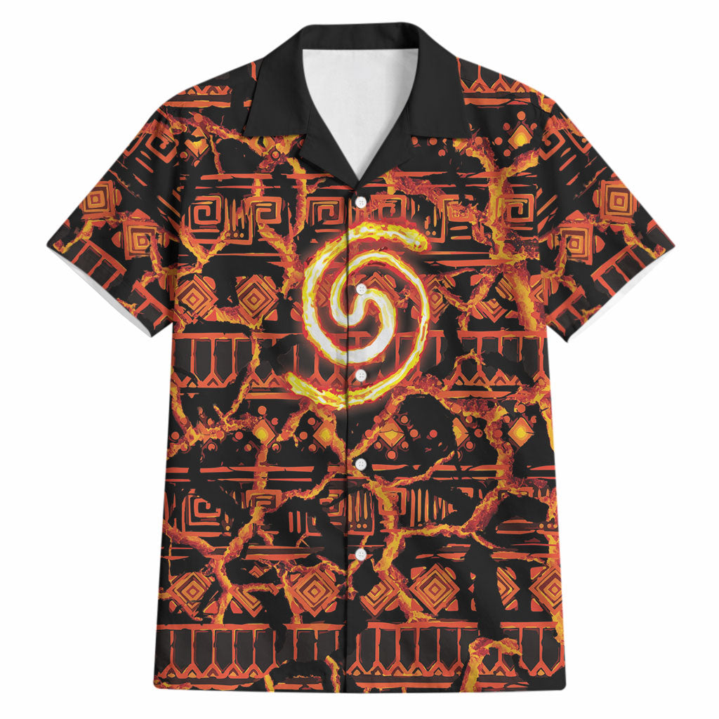 Polynesia Lava Monster Cosplay Hawaiian Shirt Fiery Glowing Volcano Crack Pattern