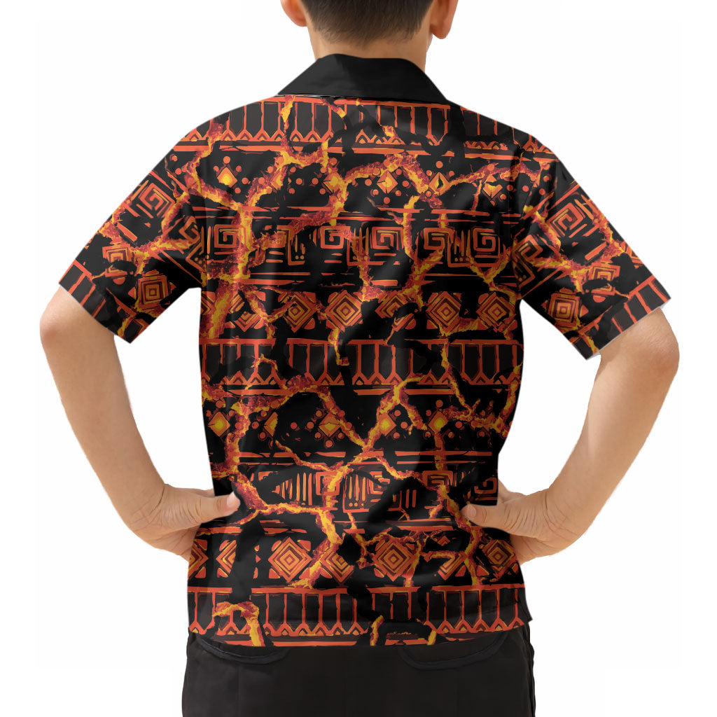 Polynesia Lava Monster Cosplay Hawaiian Shirt Fiery Glowing Volcano Crack Pattern