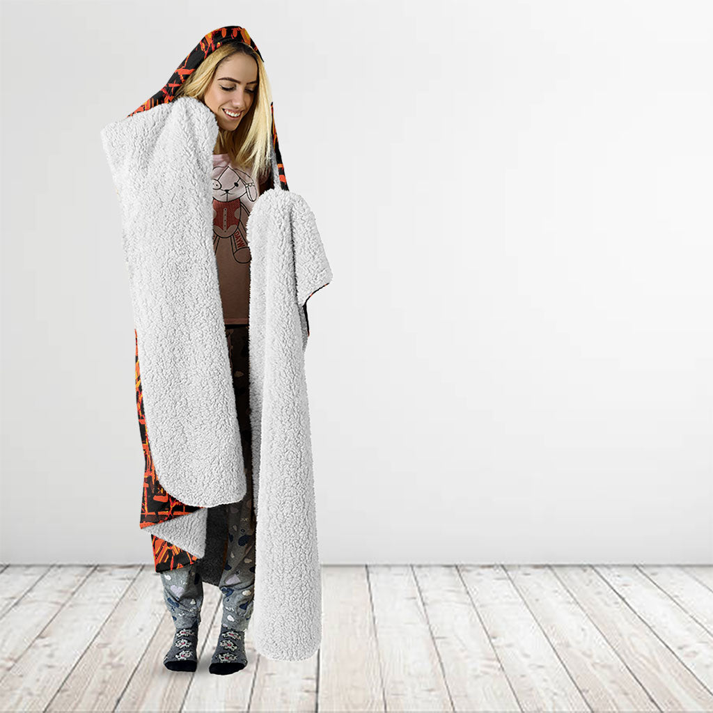 Polynesia Lava Monster Cosplay Hooded Blanket Fiery Glowing Volcano Crack Pattern