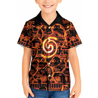 Polynesia Lava Monster Cosplay Kid Hawaiian Shirt Fiery Glowing Volcano Crack Pattern