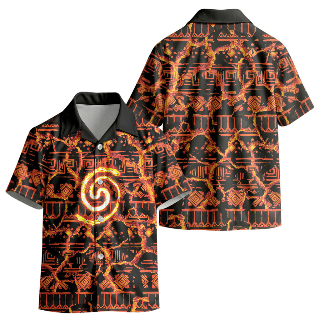 Polynesia Lava Monster Cosplay Kid Hawaiian Shirt Fiery Glowing Volcano Crack Pattern
