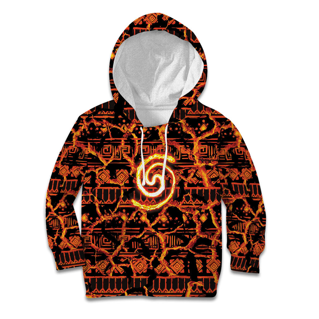 Polynesia Lava Monster Cosplay Kid Hoodie Fiery Glowing Volcano Crack Pattern