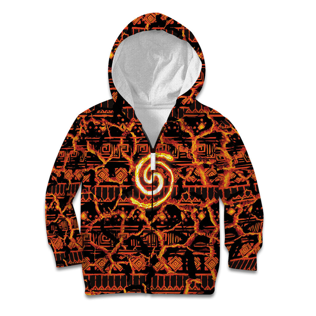 Polynesia Lava Monster Cosplay Kid Hoodie Fiery Glowing Volcano Crack Pattern