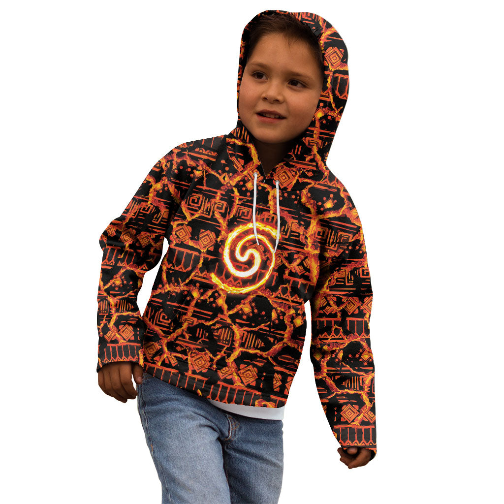 Polynesia Lava Monster Cosplay Kid Hoodie Fiery Glowing Volcano Crack Pattern