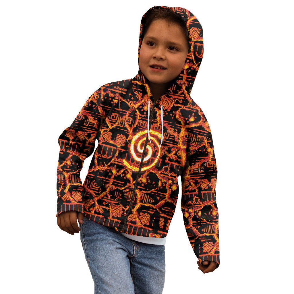 Polynesia Lava Monster Cosplay Kid Hoodie Fiery Glowing Volcano Crack Pattern