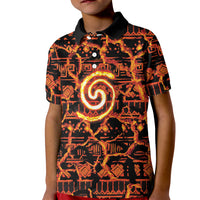 Polynesia Lava Monster Cosplay Kid Polo Shirt Fiery Glowing Volcano Crack Pattern