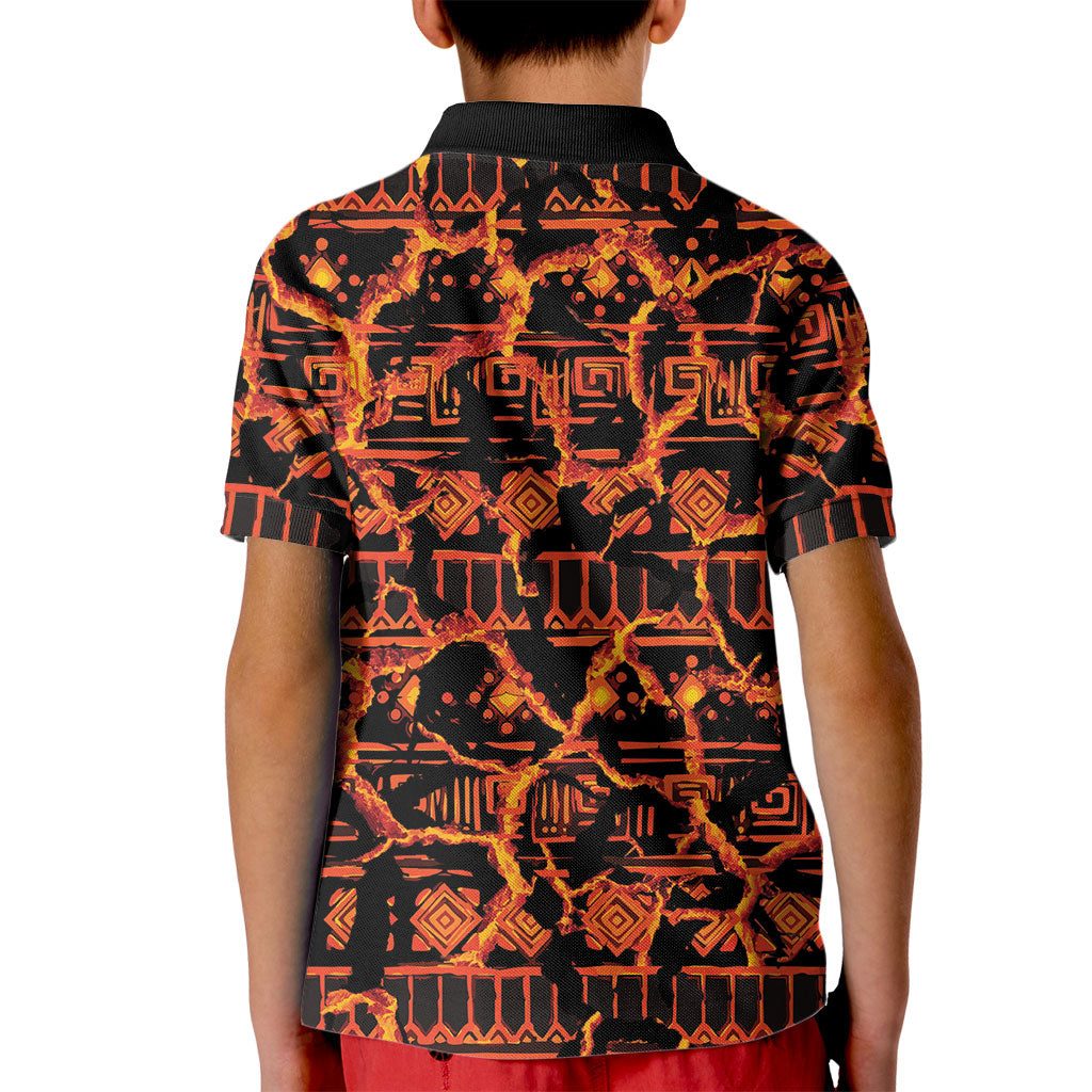 Polynesia Lava Monster Cosplay Kid Polo Shirt Fiery Glowing Volcano Crack Pattern