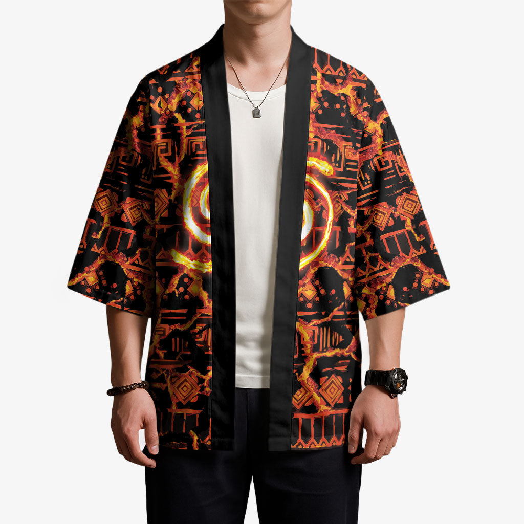 Polynesia Lava Monster Cosplay Kimono Fiery Glowing Volcano Crack Pattern