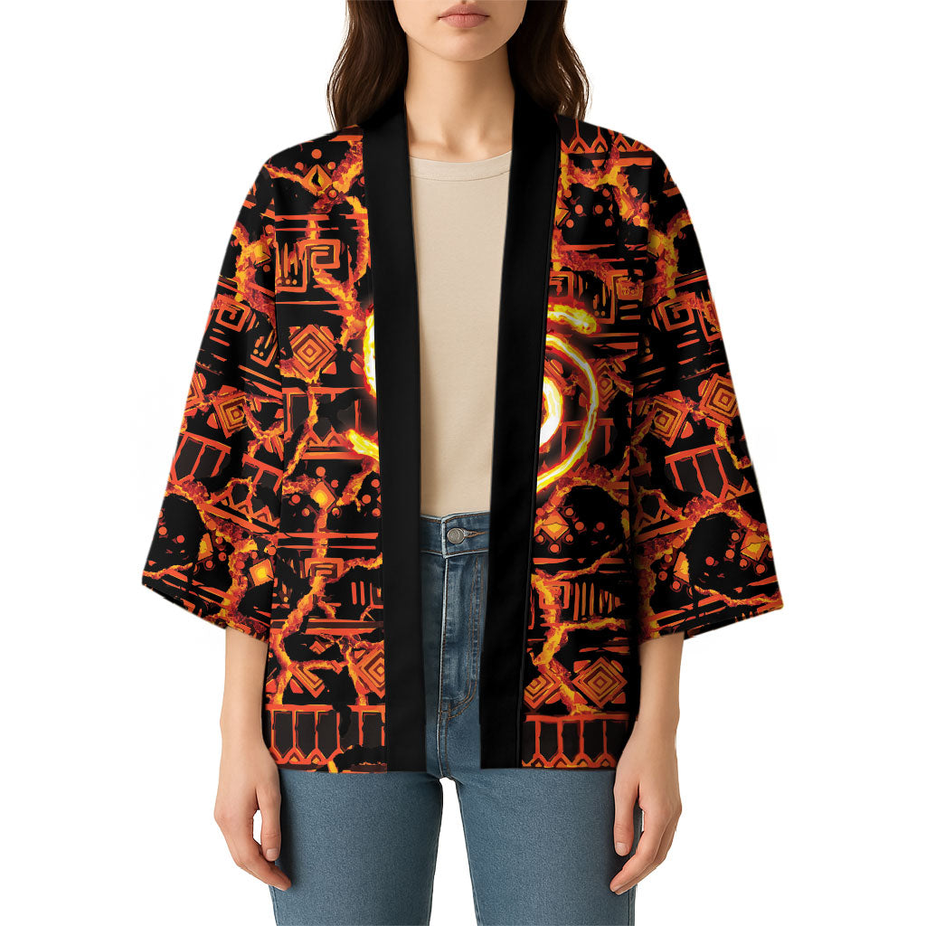 Polynesia Lava Monster Cosplay Kimono Fiery Glowing Volcano Crack Pattern