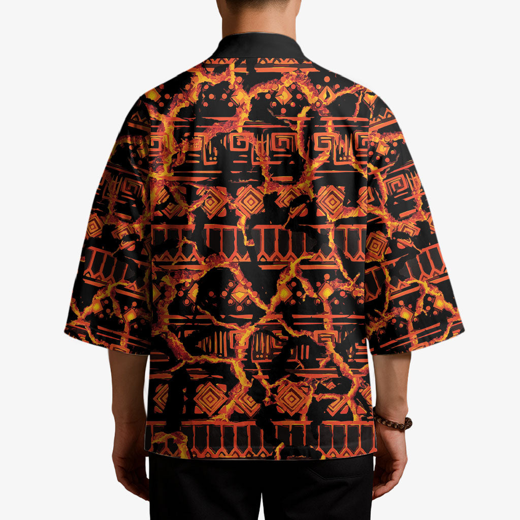 Polynesia Lava Monster Cosplay Kimono Fiery Glowing Volcano Crack Pattern