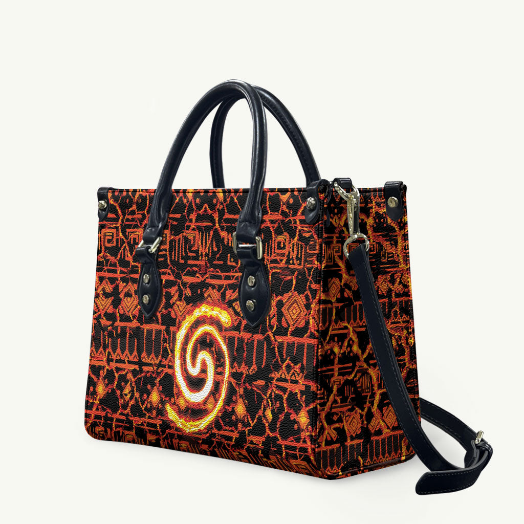 Polynesia Lava Monster Cosplay Leather Bag Fiery Glowing Volcano Crack Pattern