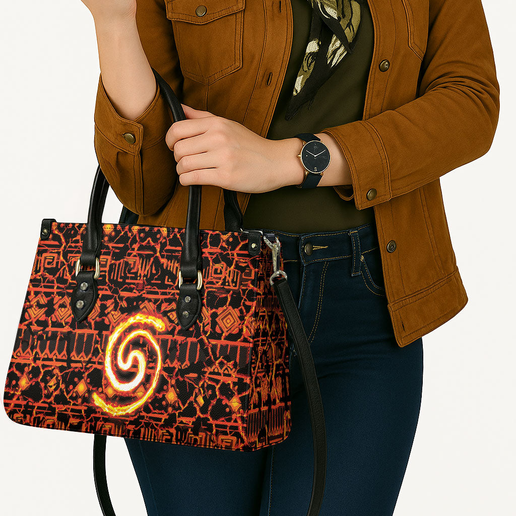 Polynesia Lava Monster Cosplay Leather Bag Fiery Glowing Volcano Crack Pattern