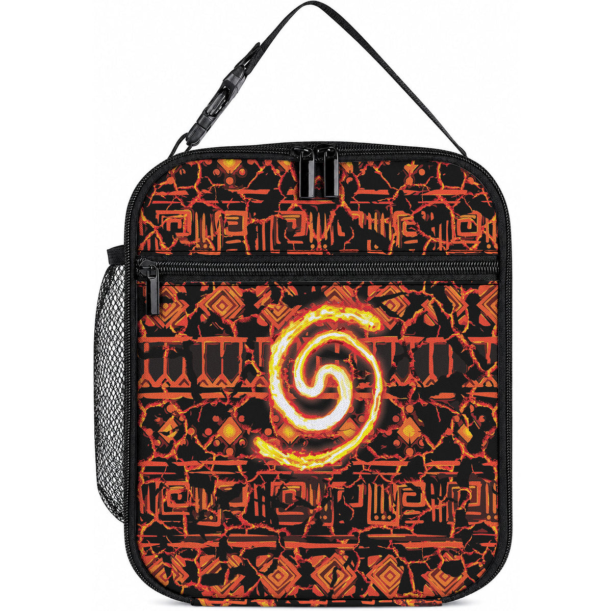 Polynesia Lava Monster Cosplay Lunch Bag Fiery Glowing Volcano Crack Pattern