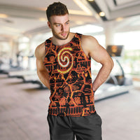Polynesia Lava Monster Cosplay Men Tank Top Fiery Glowing Volcano Crack Pattern