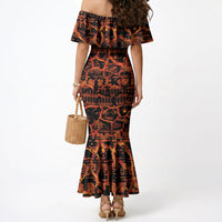 Polynesia Lava Monster Cosplay Mermaid Dress Fiery Glowing Volcano Crack Pattern