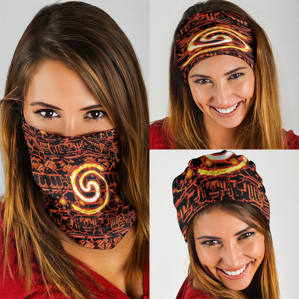Polynesia Lava Monster Cosplay Neck Gaiter Fiery Glowing Volcano Crack Pattern