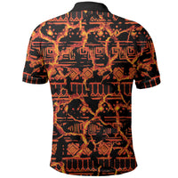 Polynesia Lava Monster Cosplay Polo Shirt Fiery Glowing Volcano Crack Pattern