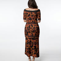 Polynesia Lava Monster Cosplay Puletasi Fiery Glowing Volcano Crack Pattern