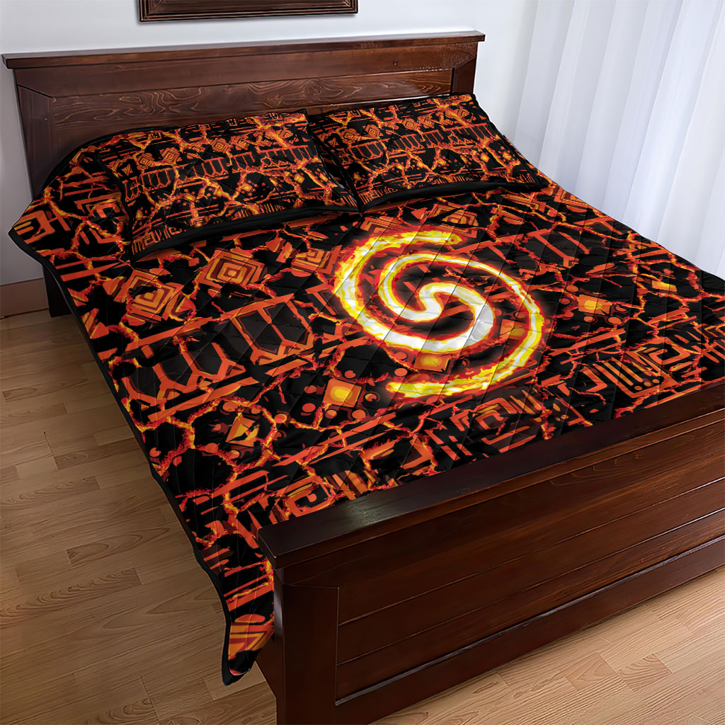 Polynesia Lava Monster Cosplay Quilt Bed Set Fiery Glowing Volcano Crack Pattern