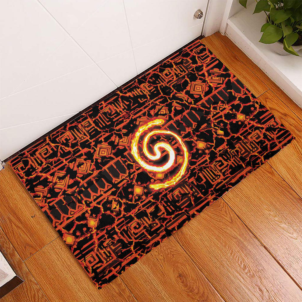Polynesia Lava Monster Cosplay Rubber Doormat Fiery Glowing Volcano Crack Pattern