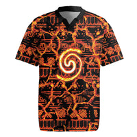 Polynesia Lava Monster Cosplay Rugby Jersey Fiery Glowing Volcano Crack Pattern