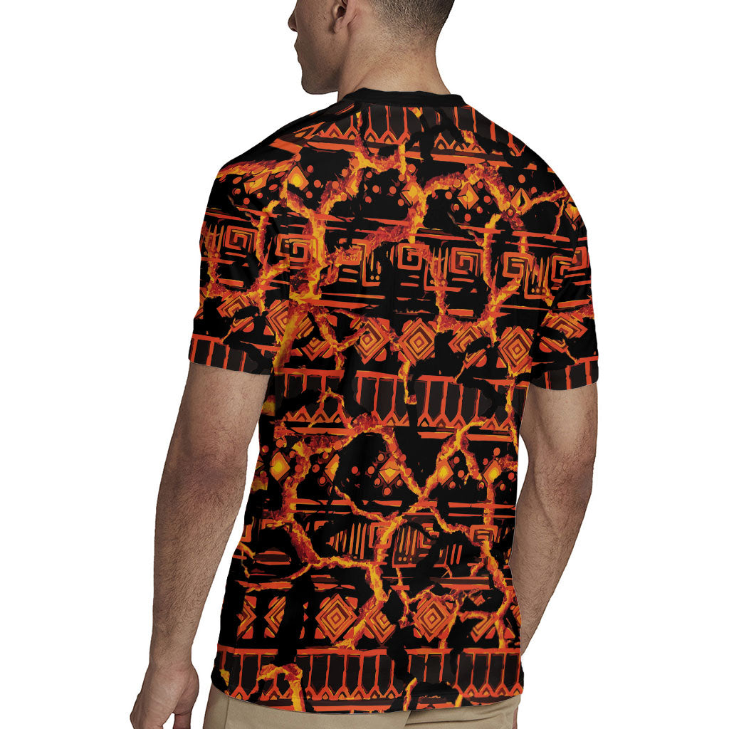 Polynesia Lava Monster Cosplay Rugby Jersey Fiery Glowing Volcano Crack Pattern