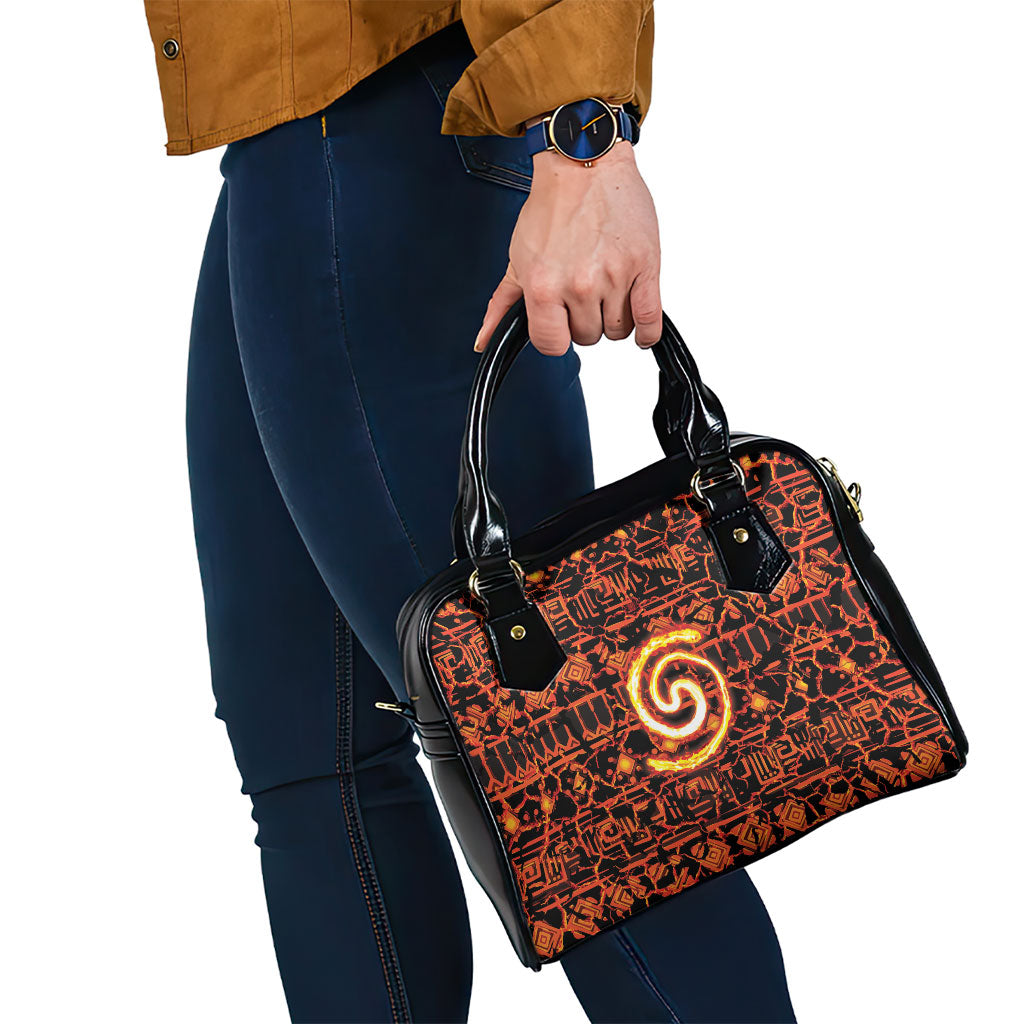 Polynesia Lava Monster Cosplay Shoulder Handbag Fiery Glowing Volcano Crack Pattern