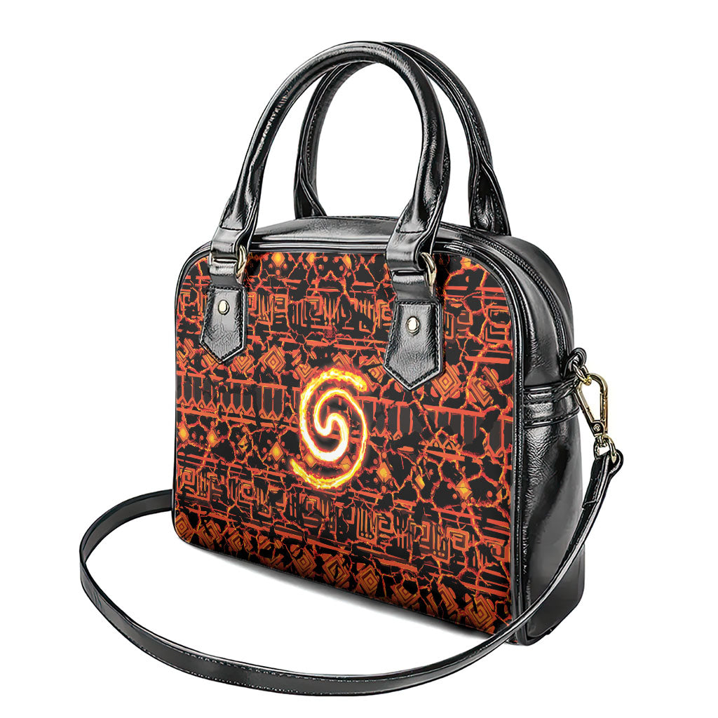 Polynesia Lava Monster Cosplay Shoulder Handbag Fiery Glowing Volcano Crack Pattern