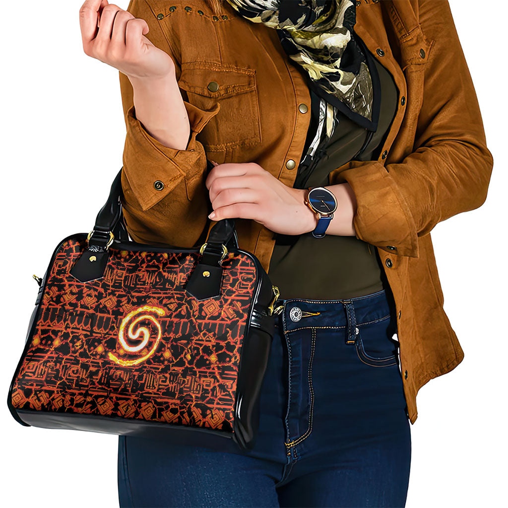 Polynesia Lava Monster Cosplay Shoulder Handbag Fiery Glowing Volcano Crack Pattern