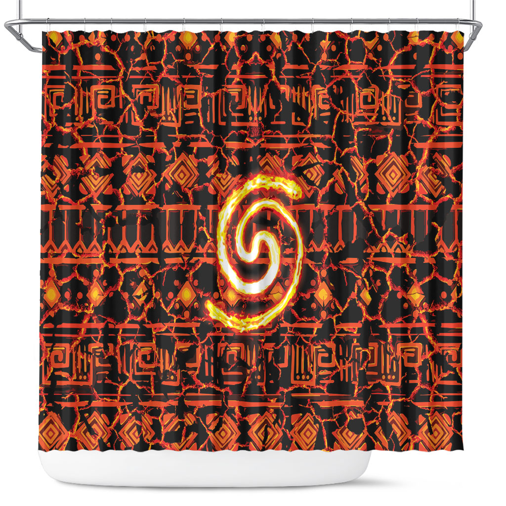 Polynesia Lava Monster Cosplay Shower Curtain Fiery Glowing Volcano Crack Pattern