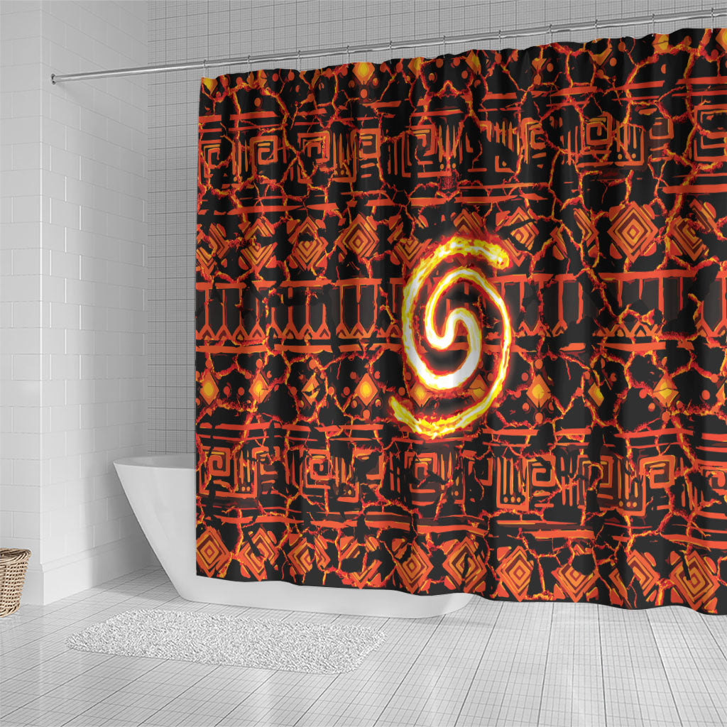Polynesia Lava Monster Cosplay Shower Curtain Fiery Glowing Volcano Crack Pattern
