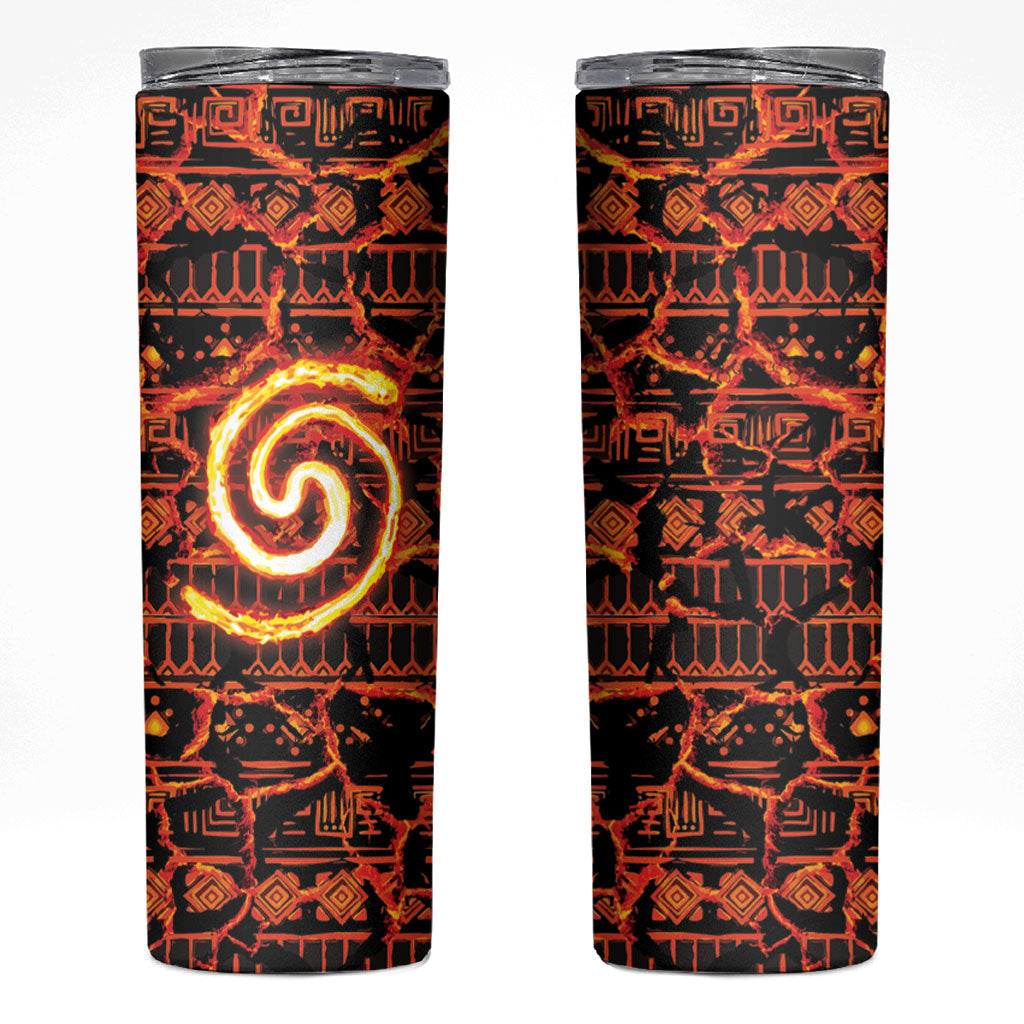 Polynesia Lava Monster Cosplay Skinny Tumbler Fiery Glowing Volcano Crack Pattern