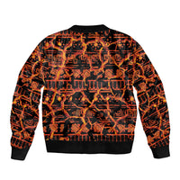 Polynesia Lava Monster Cosplay Sleeve Zip Bomber Jacket Fiery Glowing Volcano Crack Pattern