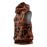 Polynesia Lava Monster Cosplay Sleeveless Hoodie Fiery Glowing Volcano Crack Pattern