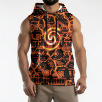 Polynesia Lava Monster Cosplay Sleeveless Hoodie Fiery Glowing Volcano Crack Pattern