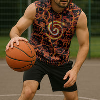 Polynesia Lava Monster Cosplay Sleeveless Hoodie Fiery Glowing Volcano Crack Pattern