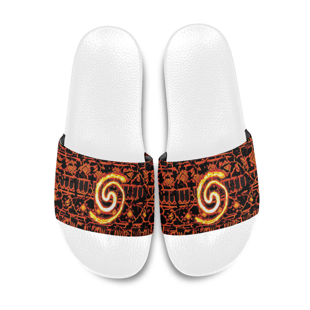 Polynesia Lava Monster Cosplay Slide Sandals Fiery Glowing Volcano Crack Pattern