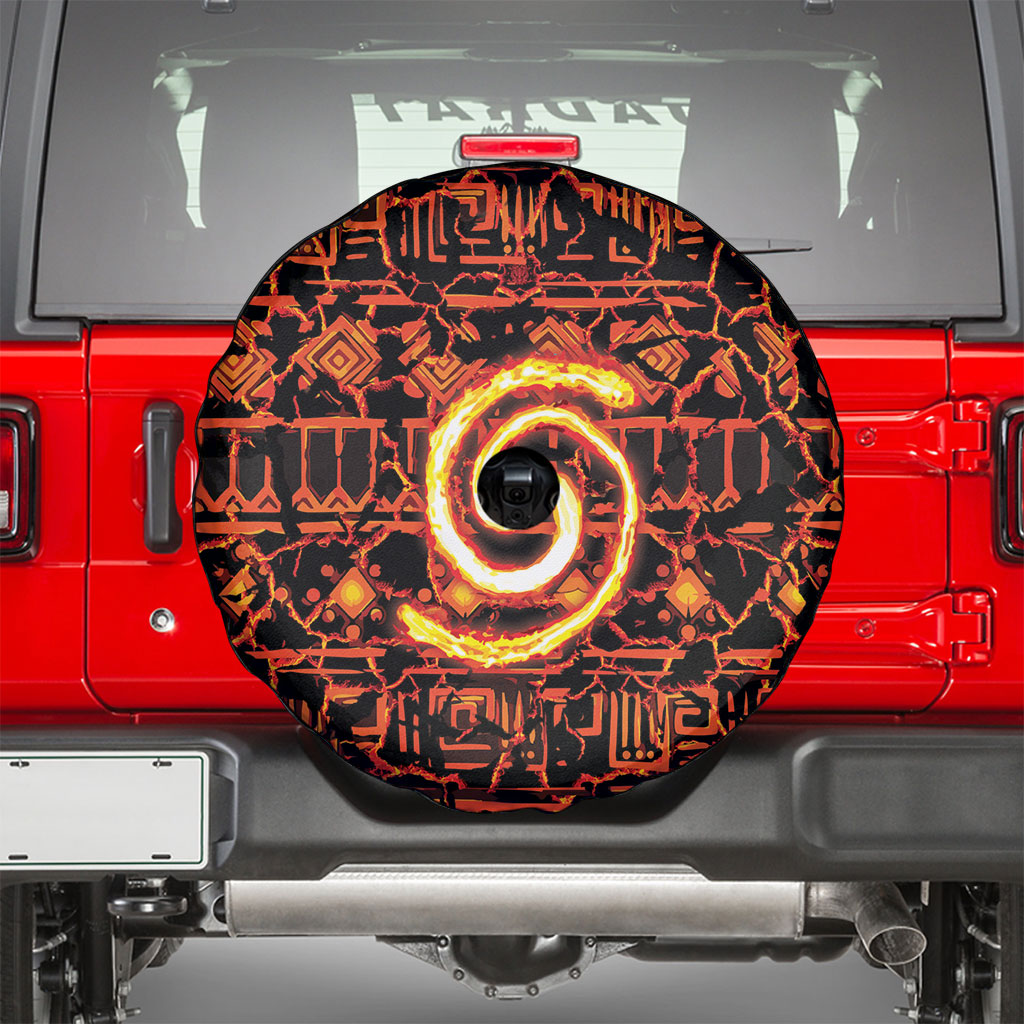 Polynesia Lava Monster Cosplay Spare Tire Cover Fiery Glowing Volcano Crack Pattern