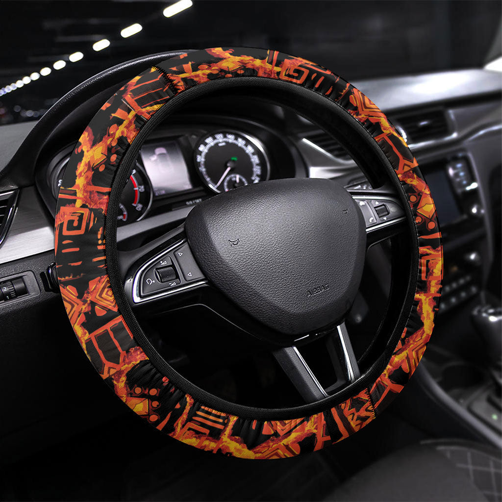 Polynesia Lava Monster Cosplay Steering Wheel Cover Fiery Glowing Volcano Crack Pattern