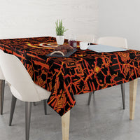 Polynesia Lava Monster Cosplay Tablecloth Fiery Glowing Volcano Crack Pattern