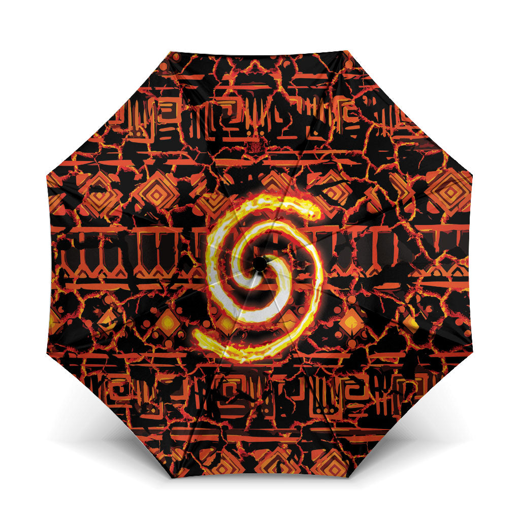 Polynesia Lava Monster Cosplay Umbrella Fiery Glowing Volcano Crack Pattern