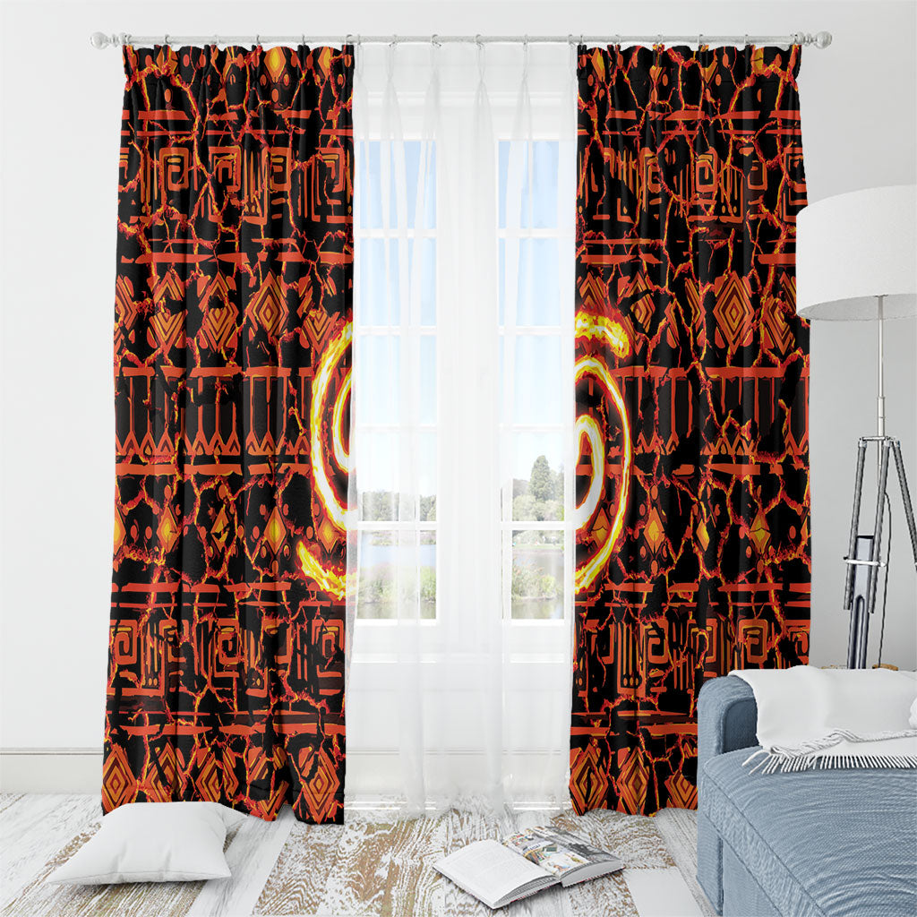 Polynesia Lava Monster Cosplay Window Curtain Fiery Glowing Volcano Crack Pattern