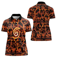 Polynesia Lava Monster Cosplay Women Polo Shirt Fiery Glowing Volcano Crack Pattern