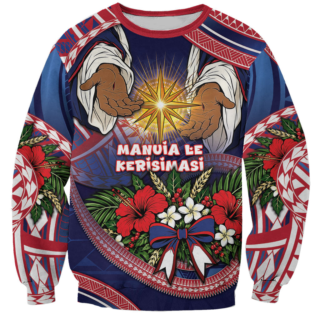 American Samoa Manuia Le Kerisimasi Sweatshirt Jesus Hands Bethlehem Star Hibiscus