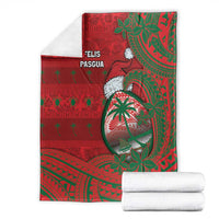 Guam Christmas Blanket Chamorro Seal Hat Santa Tribal Waves - Polynesian Pride