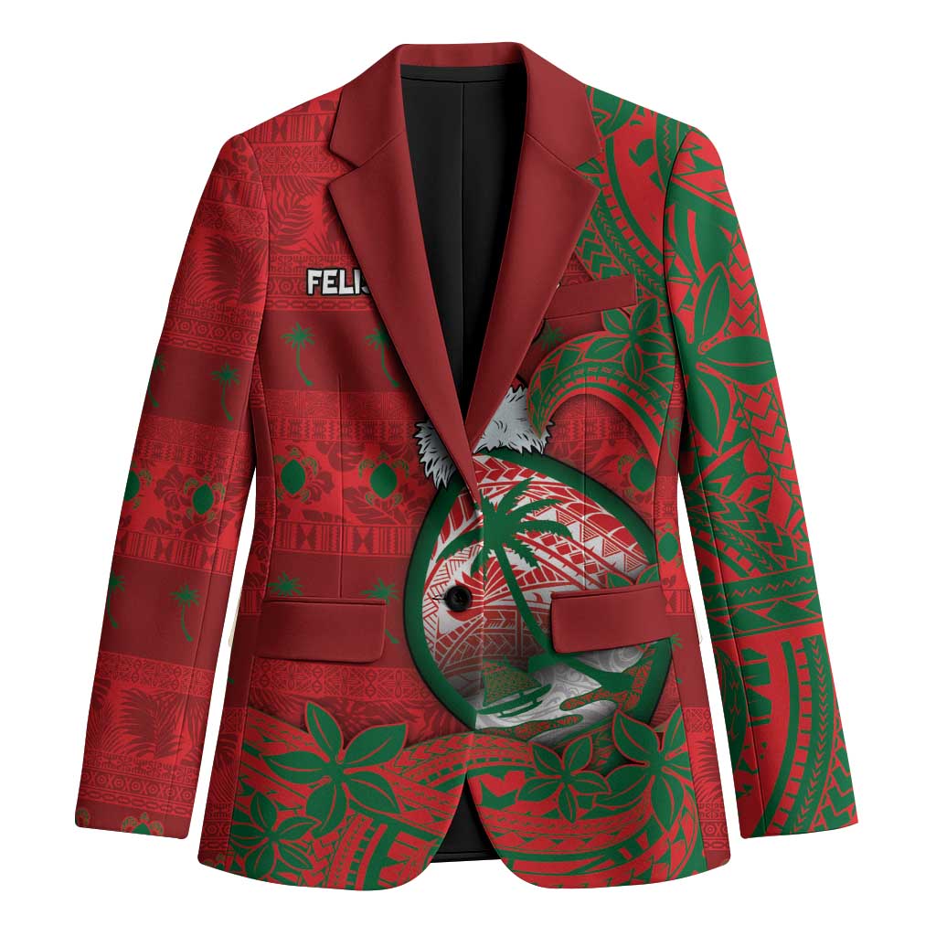 Guam Christmas Blazer Chamorro Seal Hat Santa Tribal Waves - Polynesian Pride